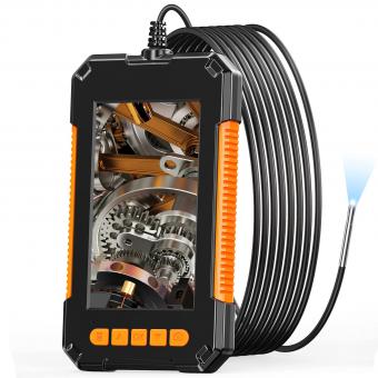Industrial Endoscope Camera 4.3" HD Screen 1080P with LED Lights, Semi-Rigid Cable for Automotive, Engine, Drain Inspection(3.9mm, 10m/32.8ft) Orange