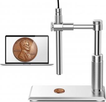 DM101 Digital USB Microscope Camera, 500X Magnification, Can View Whole Coin, Support Photo/Video, Inspection Endoscope with Adjustable LED Light, PC Compatible