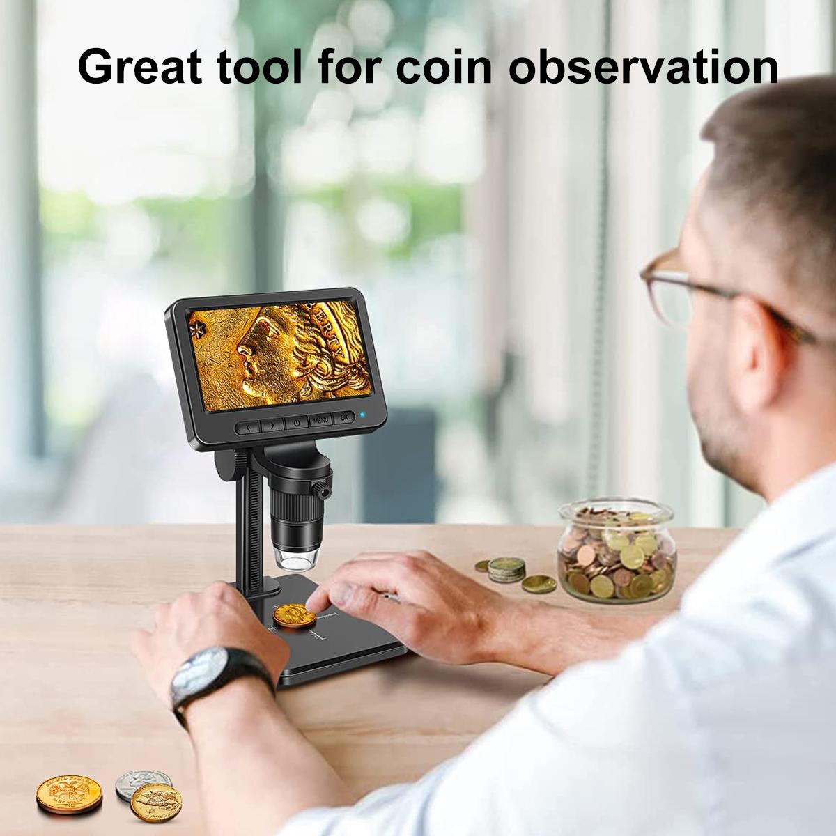 5 Inch Digital Microscope with Remote Control, 1000x Magnification