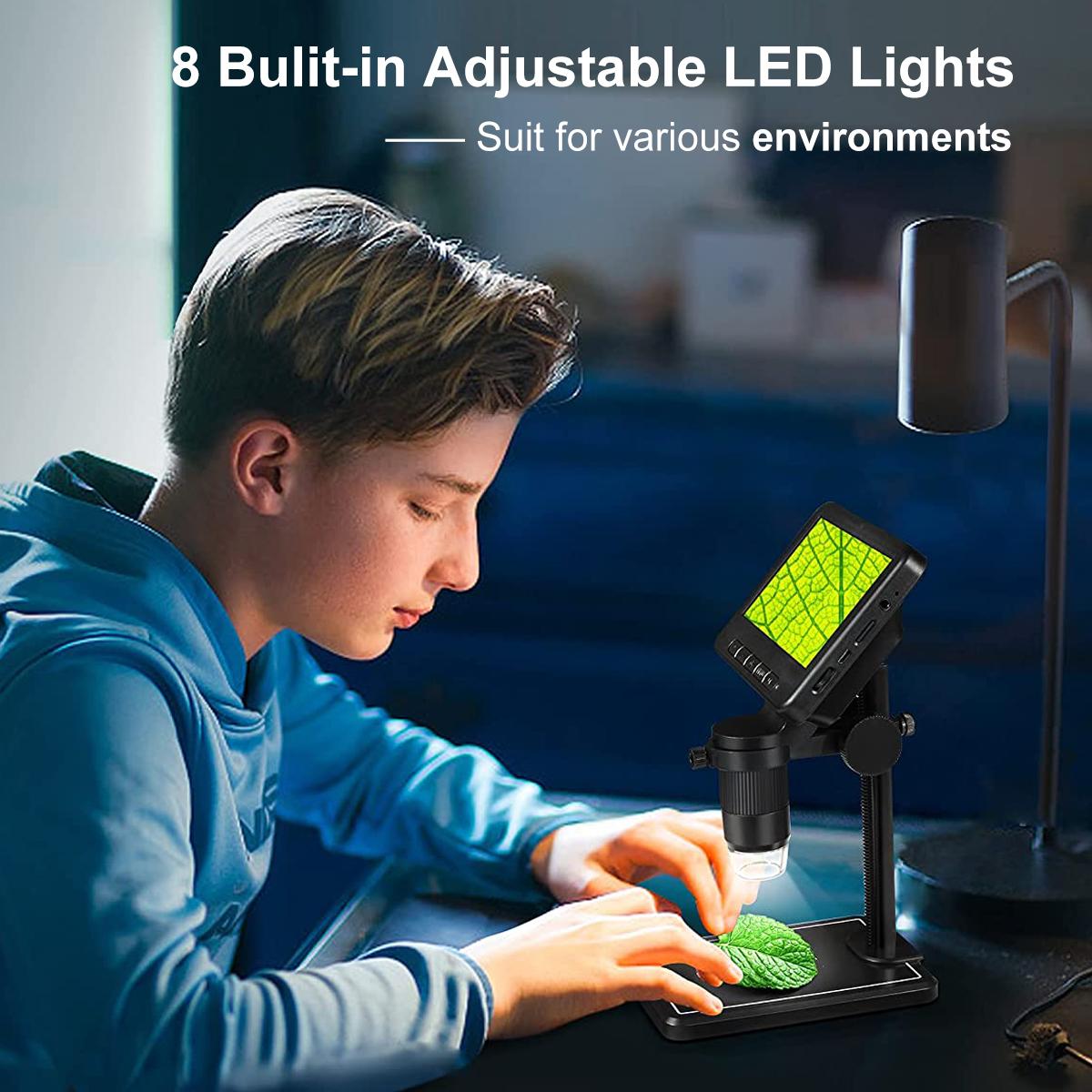 5 Inch Digital Microscope with Remote Control, 1000x Magnification