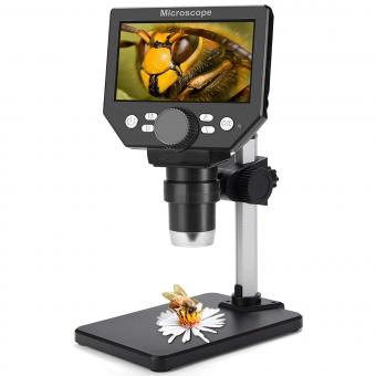 4.3 Inch LCD Digital USB Microscope, 8MP, 1-1000X Magnification Handheld Digital Video Recordable Microscope, 8 LED Lights, Rechargeable Microscope for Circuit Board Repair, Soldering PCB Coin Observation
