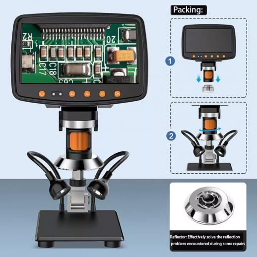7 LCD Screen Digital Microscope, 50X-1000X Magnification, 12mp Ultra-Precision Camera Sensor, Work with Windows/Mac