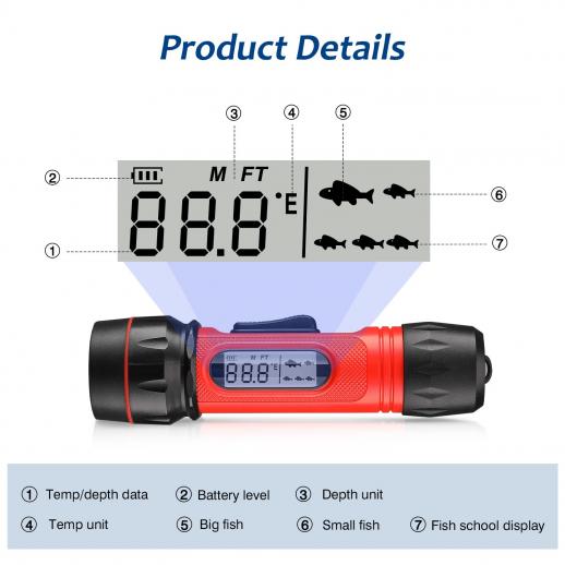Handheld Sonar Depth Finder, Portable Ice Fishing Detector with