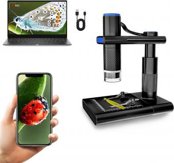 Wireless digital microscope, 50X-1000X magnification, WiFi portable handheld microscope, HD USB microscope camera with adjustable stand, compatible with iPhone, Android, iPad, Windows, Mac computers