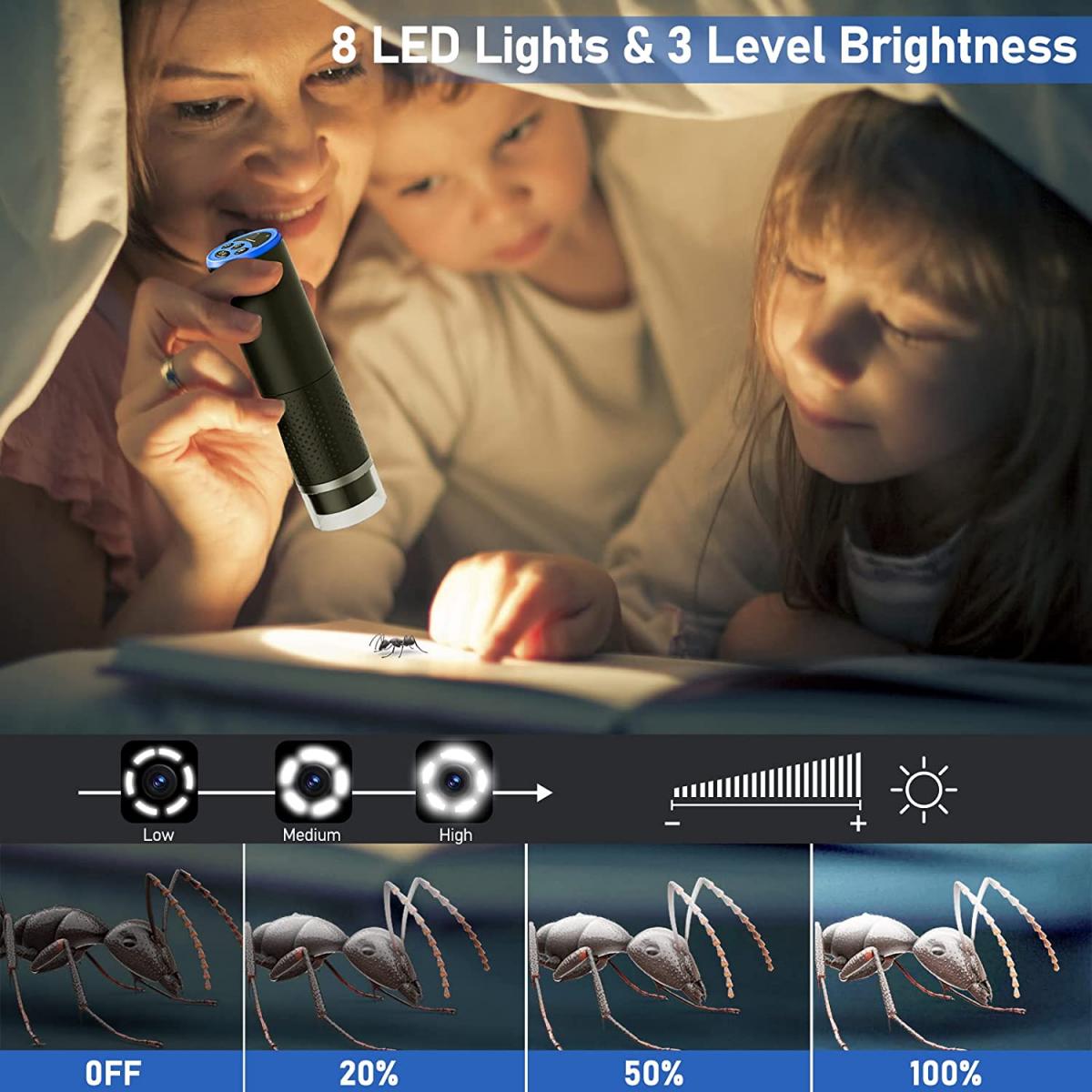 Wireless digital microscope, 50X1000X magnification, WiFi portable