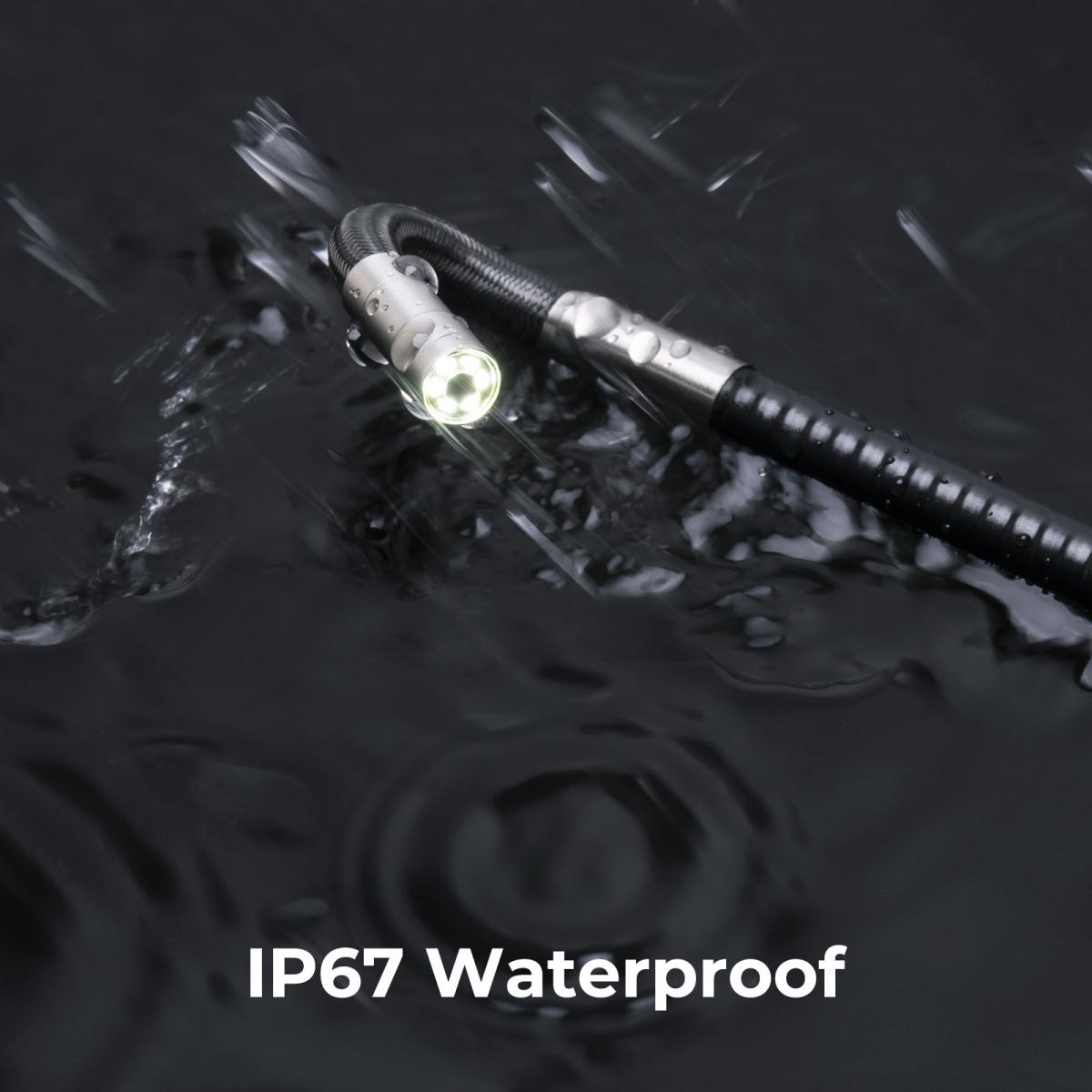 Waterproof Dual-Lens 1080P Handheld Endoscope with 4.3'' Screen（Upgrade Version） - 2m Metal Cable & 6mm Probe & 360° Adjustable Lens Borescope with 32G Memory Card