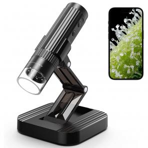 Wireless WiFi Microscope with Foldable Stand, 50X-1000X Magnification, Work with iPhone, iPad, Android, Mac, Windows