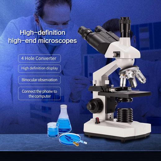 複合三眼光学顕微鏡、 X拡大倍率、電子接眼鏡と機械