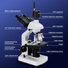 40X-5000X Microscópio Trinocular com Ocular Eletrônica WiFi & Mesa Mecânica, Oculares WF10X + WF25X, Condensador Abbe, Kentfaith