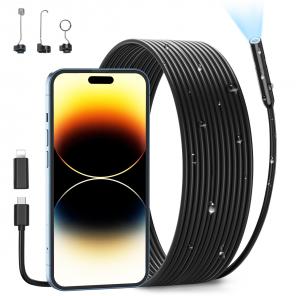 KentFaith 1920P Endoscope Camera with 8 LED Lights, IP67 Waterproof, 32.8ft/10m Semi-Rigid Snake Camera for iPhone & Android