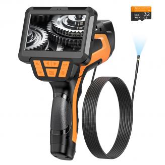 Borescope Inspection Camera with Dual 1080P Lenses 4.5" Screen 8mm Slim Probe IP67 Waterproof