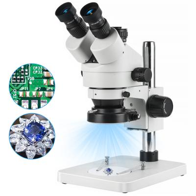 Microscopio estéreo trinocular con 3.5x-45x ampliación 0.5x adaptador CTV 144pcs LEDs KentFaith

