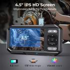 1920P 듀얼 렌즈 내시경 검사 카메라 4.5인치 디스플레이/PC/폰/패드용, 5m 케이블 8LED 하수도 배수관 Kentfaith