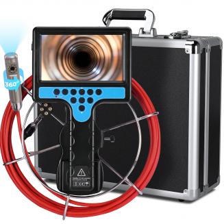 Sewer Inspection Camera with 360° Auto-rotate Camera, 7in Large Screen, 20m/66ft Fiberglass Cable, 9+9 LEDs, 25mm/0.98in Probe, Kentfaith