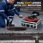 Sewer Inspection Camera with 360° Auto-rotate Camera, 7in Large Screen, 20m/66ft Fiberglass Cable, 9+9 LEDs, 25mm/0.98in Probe, Kentfaith