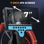 Sewer Inspection Camera with 360° Auto-rotate Camera, 7in Large Screen, 20m/66ft Fiberglass Cable, 9+9 LEDs, 25mm/0.98in Probe, Kentfaith