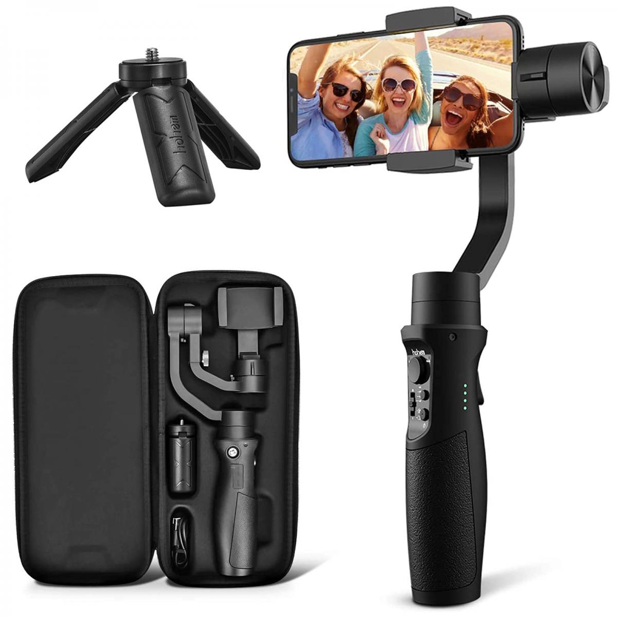 Stabilisateur Gimbal, Stabilisateur Smartphone pour iPhone Samsung Huawei  de Chargement 280g avec APP Bluetooth Contrôle, Autonomie 12 Heures &  Re-Centre, Auto Focus & Rotation Continue à 360° : : High-Tech