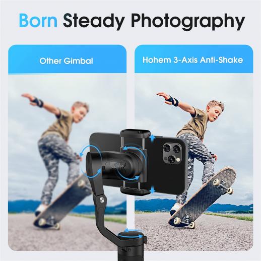 Hohem iSteady X2（ブラック）スマートフォン用3軸ジンバルスタビライザー-リモートオートスタート付きハンドヘルド電話ジンバルiPhone  12 11 Pro Max Samsung S20 for YouTube Vlog-