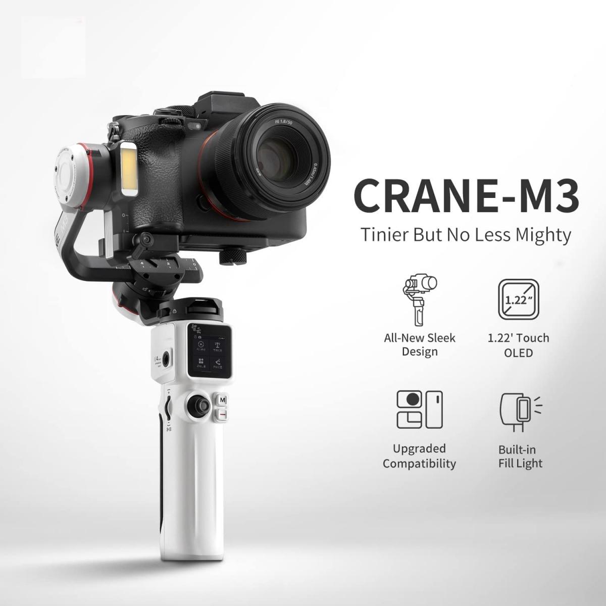 Zhiyun Crane M3 Standard Edition Gimbal 3-axis Handheld Stabilizer All-in-One Design, Suitable for Mirrorless Cameras, Smartphones, Action Cameras