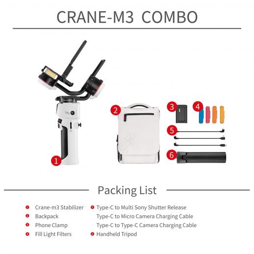 Zhiyun Crane M3 Combo Three Axis Handheld Gimbal Stabilizer, Compatible  with Sony A6600, A6100, RX100, Fuji X-T10, X-T3, Canon M50, M5, M6, G7 X  II, ...