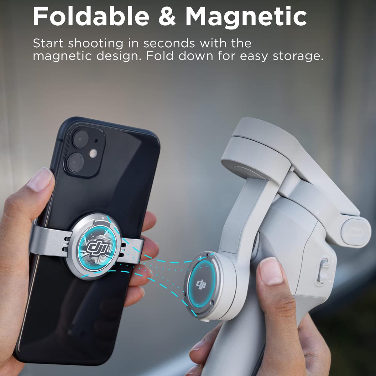 DJI OM 4 SE - 3-Axis Smartphone Gimbal Stabilizer with Tripod, Magnetic Design, Portable Foldable, ActiveTrack 3.0, Story Mode, Vlogging Stabilizer, YouTube TikTok Videos, for Android and iPhone