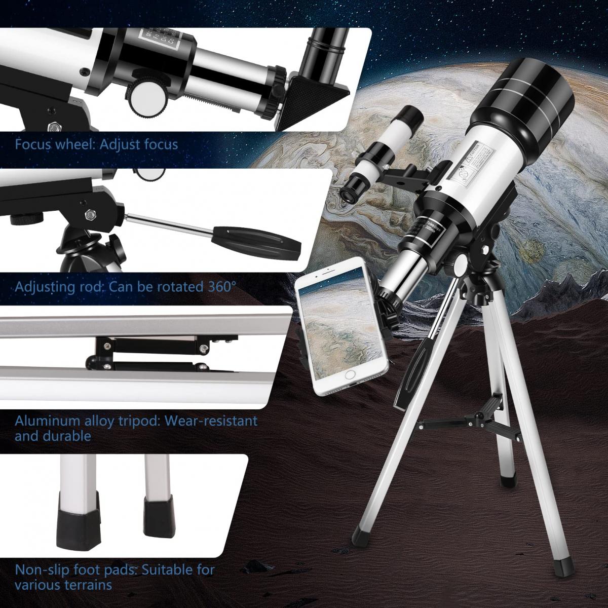 K&F Concept Astronomical telescope suitable for children and beginners, astronomical refracting