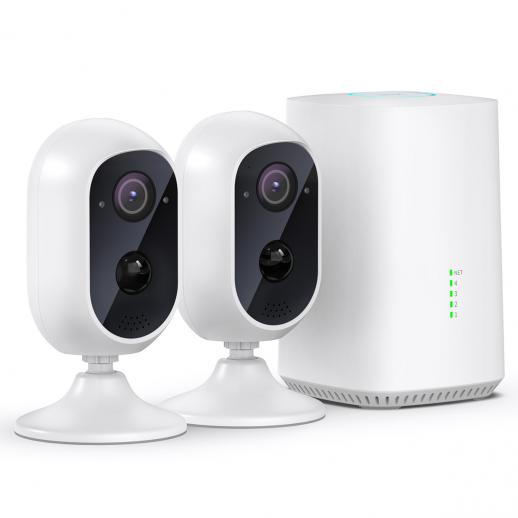 2-Cam Kit 2K Wireless Security Camera System with 180-Day Battery Life, AI Human Detection, Clear Night Vision, IP66 Weatherproof (EU Plug)