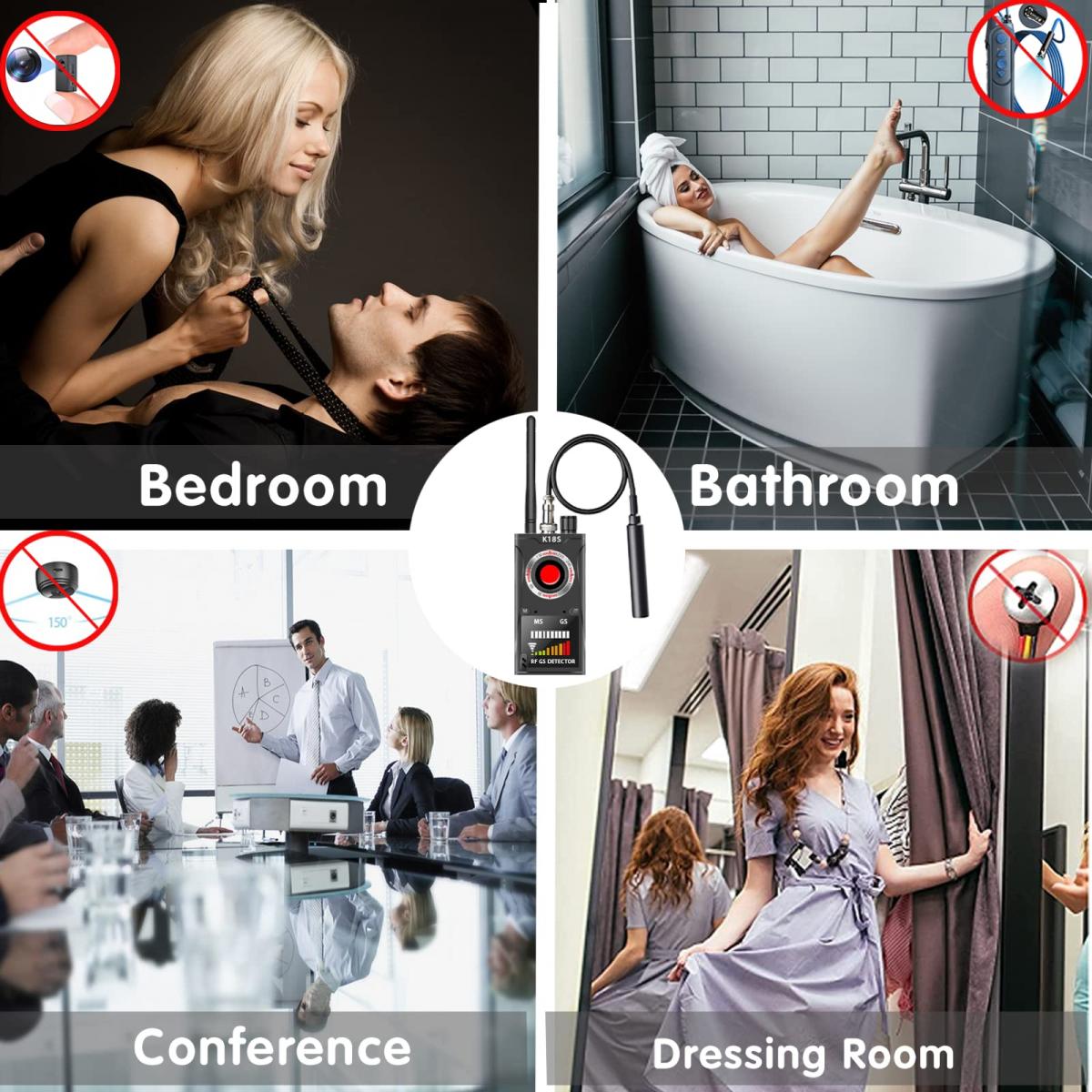 Hidden Camera Detector, Anti Spy Detector, Bug Detector, GPS Detector RF Signal Scanner, Device Detector GPS Tracker Listening Device Camera Detector US