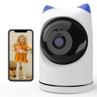 Indoor security camera, 2.4Ghz WiFi, infrared night vision, human detection, intelligent motion tracking, sound alarm, two-way talk, monitor for babies, pets, elderly