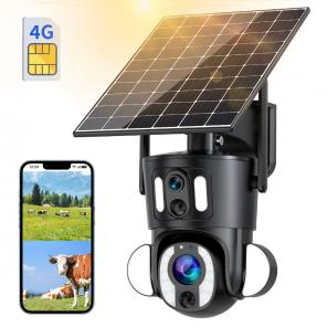 Dual-Lens 4G LTE Security Camera Solar Outdoor Surveillance 10X Optical Zoom