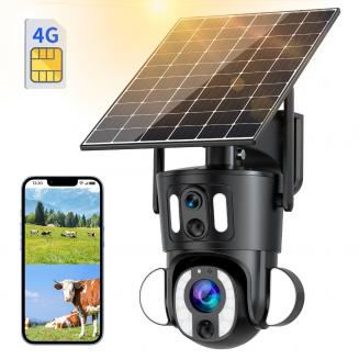 Dual-Lens 4G LTE Security Camera Solar Outdoor Surveillance 10X Optical Zoom