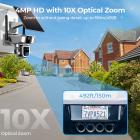 Cellular Security Camera Support 4G & WiFi, 10X Optical Zoom, Dual Lens, Solar Powered Kentfaith