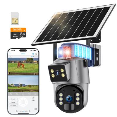 4G Cellular Security Camera with 6MP,  Dual Lens, Solar Powered, 360° Live View, Color Night Vision Kentfaith