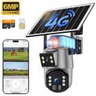 4G 셀룰러 보안 카메라 무선 실외용, 듀얼 렌즈, 6MP 듀얼 렌즈, 태양광 충전, 자동 추적 기능이 있는 360° PTZ, 컬러 나이트 비전, 64GB 저장 카드 + SIM 카드 포함, Kentfaith
