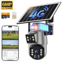4G Cellular Security Camera Wireless Outdoor, Dual Lens, 6MP Dual Lens, Solar Powered, 360° PTZ with Auto Tracking, Color Night Vision, 64GB Storage Card + SIM Card Included, Kentfaith