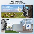 Câmera de Segurança Celular 4G com 6MP, Lente Dupla, Energia Solar, Visão ao Vivo 360°, Visão Noturna Colorida Kentfaith