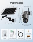4G Cámara de Seguridad Celular Inalámbrica para Exteriores, Doble Lente, 6MP Doble Lente, Energía Solar, 360° PTZ con Seguimiento Automático, Visión Nocturna a Color, Tarjeta de Almacenamiento de 64GB + Tarjeta SIM Incluidas, Kentfaith