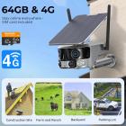 Cámara de seguridad 4G con claridad 4K, vista panorámica de 180° con doble lente, alimentada por energía solar, vista en vivo de 360°, visión nocturna en color, 3 paquetes, Kentfaith