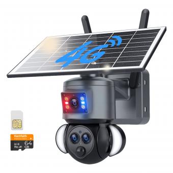 4G Cellular Security Camera with 15X Hybrid Zoom, Triple Lens, 6MP, Dual Views, Solar Powered, 360° Live View, Color Night Vision, Kentfaith