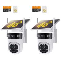 4G 3 Lens Solar Security Camera Wireless Outdoor, 6MP Full HD Video, 360° View Pan/Tilt Home Security Camera with Color Night Vision, Easy to Install, PIR Alarm, 2pcs, Kentfaith