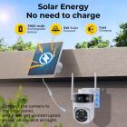 4G 3 Lens Solar Security Camera Wireless Outdoor, 6MP Full HD Video, 360° View Pan/Tilt Home Security Camera with Color Night Vision, Easy to Install, PIR Alarm, Kentfaith