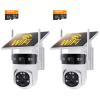 WiFi 3 Lens Solar Security Camera Wireless Outdoor, 6MP Full HD Video, 360° View Pan/Tilt Home Security Camera with Color Night Vision, Easy to Install, PIR Alarm, 2pcs, Kentfaith