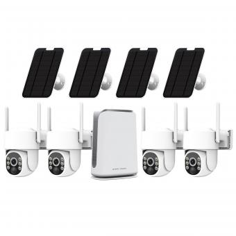 Cámara de Seguridad Solar para Exteriores, Sistema de Cámara con Almacenamiento Local de 500GB, Sin Tarifa Mensual, WiFi 2.4/5.8G y Punto de Acceso Sin Conexión, Visión Nocturna en Color, Vista de 360 Grados, Pan & Tilt, Detección Humana PIR, Kentfait