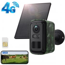 4G Solar Security Camera, 2K Video & Photo, Full-color Night Vision, with 4W Solar Panel, 5200mAh Battery, IP66 Waterproof, 1 Pack, Kentfaith