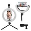 PLM-01 Vlogging kit for YouTube with Foldable Ring Fill Light & Light Mobile Phone Holder Tripod