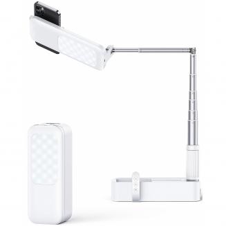 Mini luz de anel de mesa LED portátil, 3200-5500K com bateria de 1000mAh para transmissão ao vivo, maquiagem, YouTube, TikTok, luz de anel LED regulável para telefones iPhone e Android