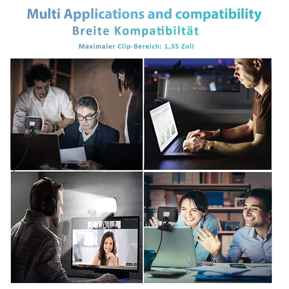 Video Conference Light Kit, Clipon Light for Laptop/PC, 10 Brightness