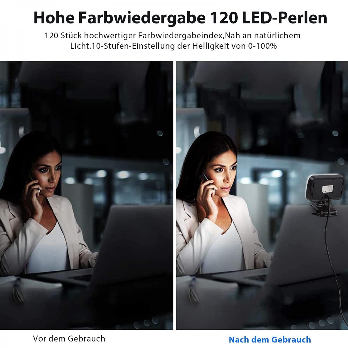 Video Conference Light Kit, Clipon Light for Laptop/PC, 10 Brightness