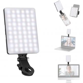 Video Conference Light Kit with Clip and Phone Holder for iPhone/Tablet/Laptop, Dimmable CRI 95+ with 3 Light Modes, Built-in 2000mAh Battery for Zoom Calls/Remote Work/Live Streaming/Selfie