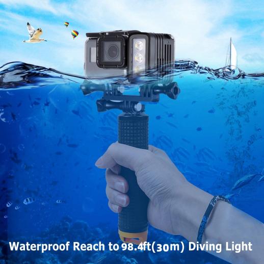 Suptig 300 Lumen Dimmable LED Video Light For GoPro - Waterproof Diving Light With 3 Modes